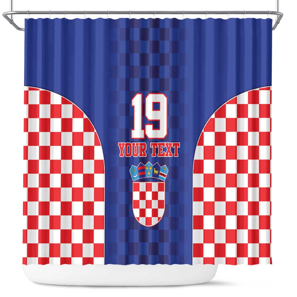 Custom Croatia National Heritage Shower Curtain Blue Checkered Croatian Pride - Wonder Print Shop