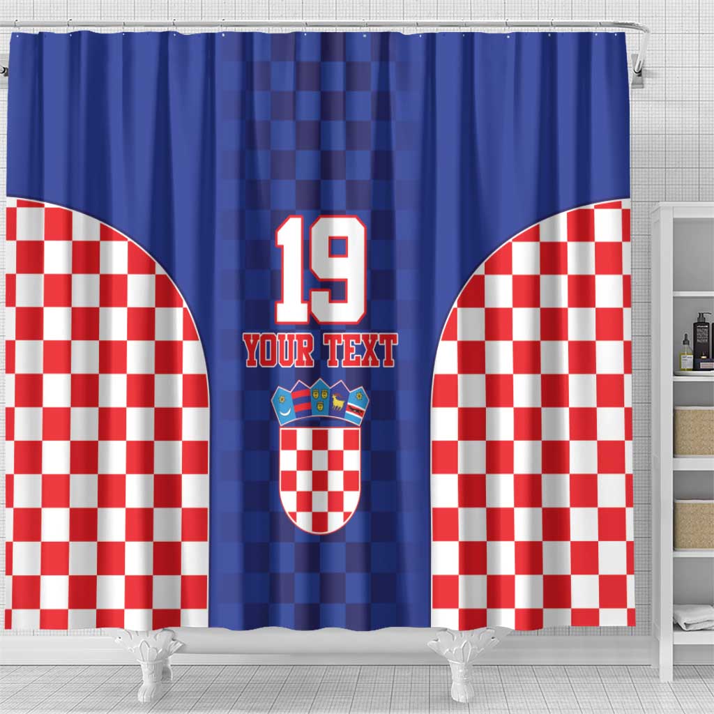 Custom Croatia National Heritage Shower Curtain Blue Checkered Croatian Pride - Wonder Print Shop