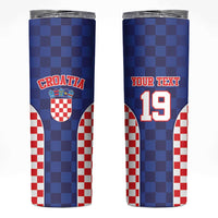Custom Croatia National Heritage Skinny Tumbler Blue Checkered Croatian Pride - Wonder Print Shop