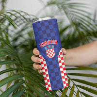Custom Croatia National Heritage Skinny Tumbler Blue Checkered Croatian Pride - Wonder Print Shop