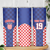 Custom Croatia National Heritage Skinny Tumbler Blue Checkered Croatian Pride - Wonder Print Shop