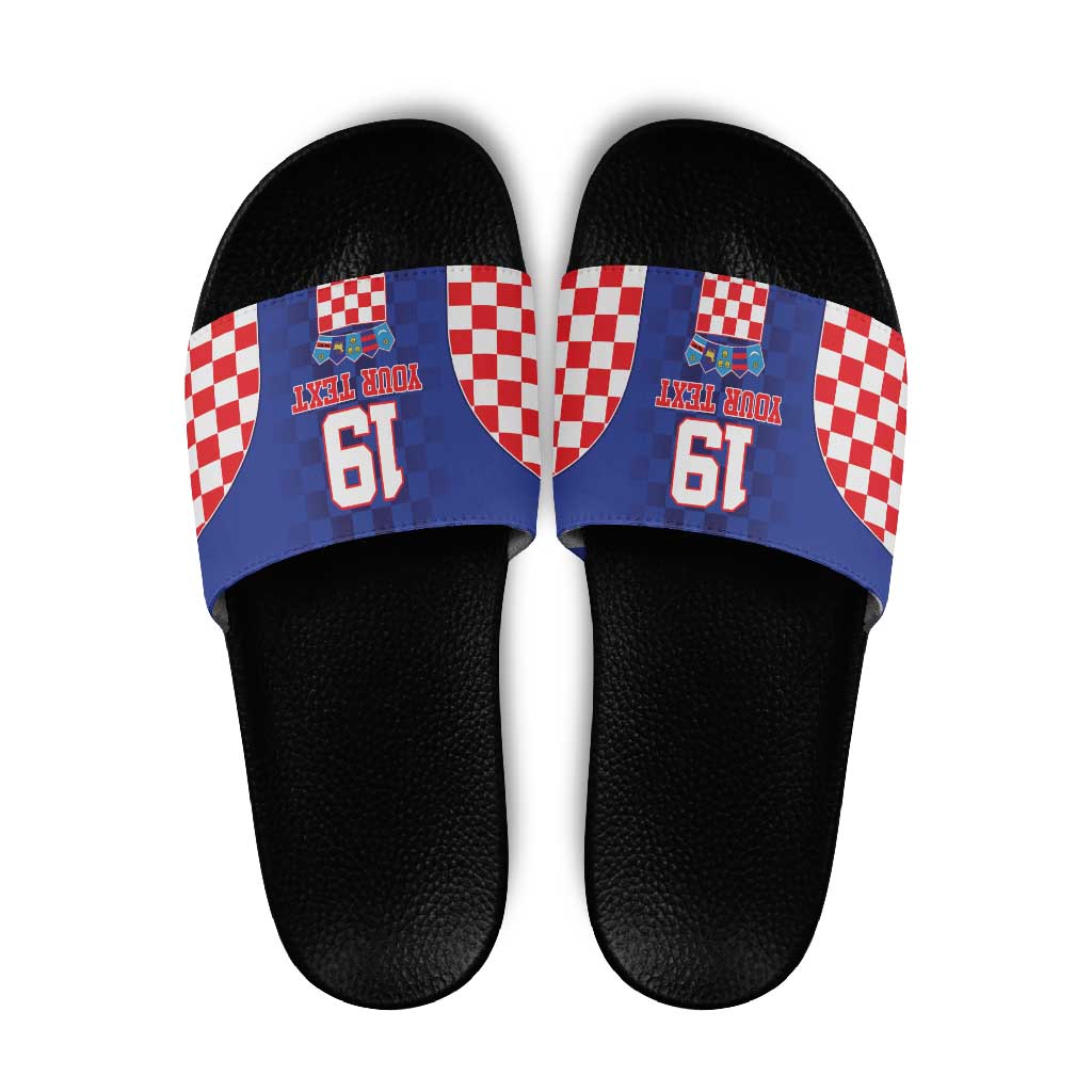 Custom Croatia National Heritage Slide Sandals Blue Checkered Croatian Pride - Wonder Print Shop