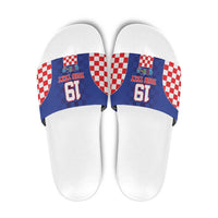 Custom Croatia National Heritage Slide Sandals Blue Checkered Croatian Pride - Wonder Print Shop