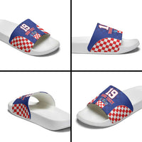 Custom Croatia National Heritage Slide Sandals Blue Checkered Croatian Pride - Wonder Print Shop