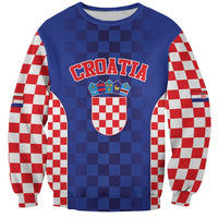 Custom Croatia National Heritage Sweatshirt Blue Checkered Croatian Pride - Wonder Print Shop