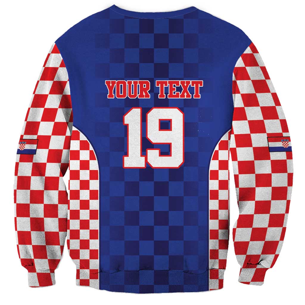 Custom Croatia National Heritage Sweatshirt Blue Checkered Croatian Pride - Wonder Print Shop