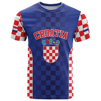 Custom Croatia National Heritage T Shirt Blue Checkered Croatian Pride - Wonder Print Shop