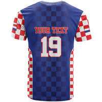 Custom Croatia National Heritage T Shirt Blue Checkered Croatian Pride - Wonder Print Shop