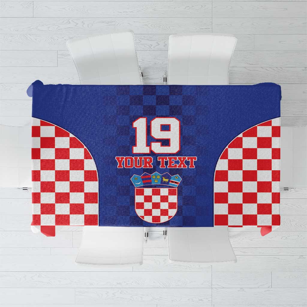 Custom Croatia National Heritage Tablecloth Blue Checkered Croatian Pride - Wonder Print Shop