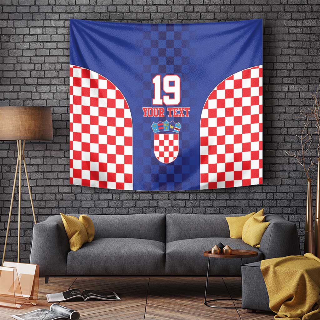 Custom Croatia National Heritage Tapestry Blue Checkered Croatian Pride - Wonder Print Shop