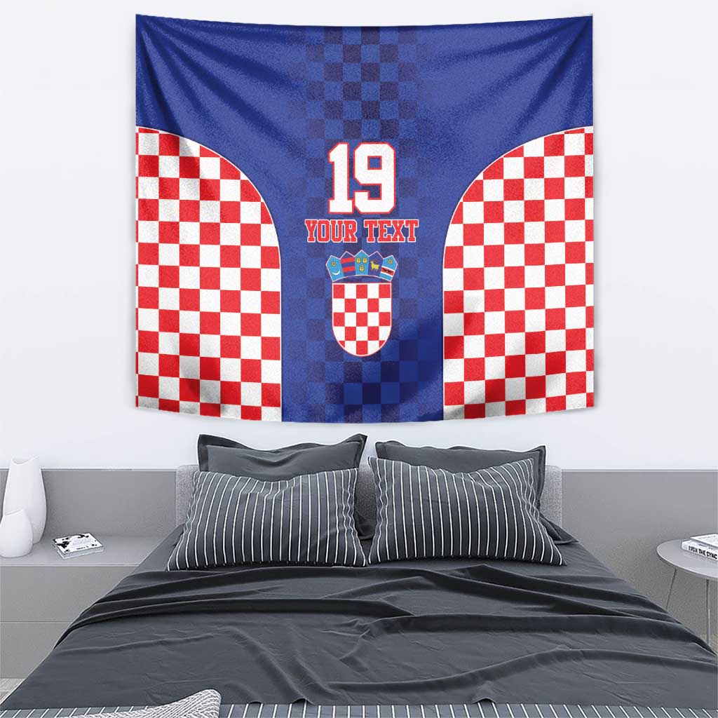 Custom Croatia National Heritage Tapestry Blue Checkered Croatian Pride - Wonder Print Shop
