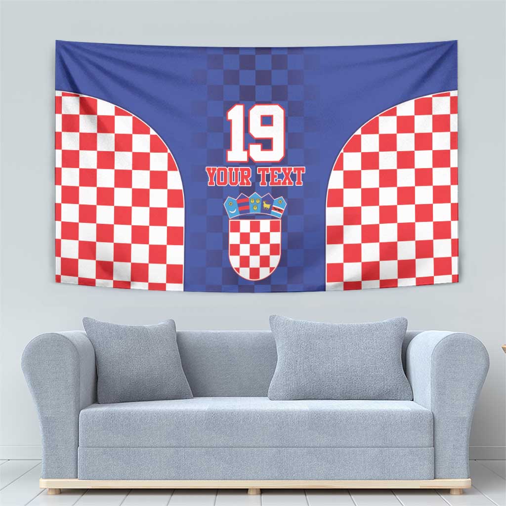 Custom Croatia National Heritage Tapestry Blue Checkered Croatian Pride - Wonder Print Shop
