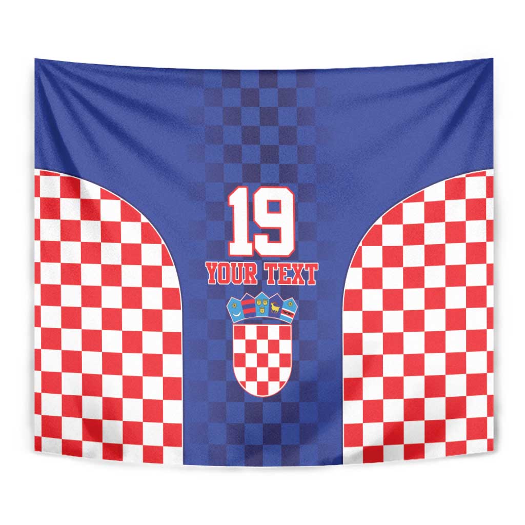 Custom Croatia National Heritage Tapestry Blue Checkered Croatian Pride - Wonder Print Shop