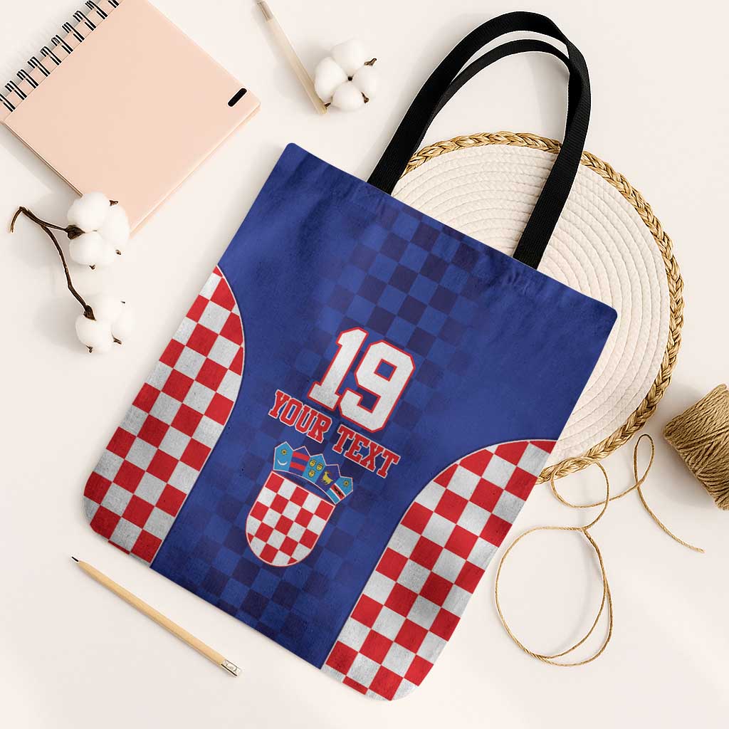 Custom Croatia National Heritage Tote Bag Blue Checkered Croatian Pride - Wonder Print Shop