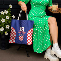 Custom Croatia National Heritage Tote Bag Blue Checkered Croatian Pride - Wonder Print Shop