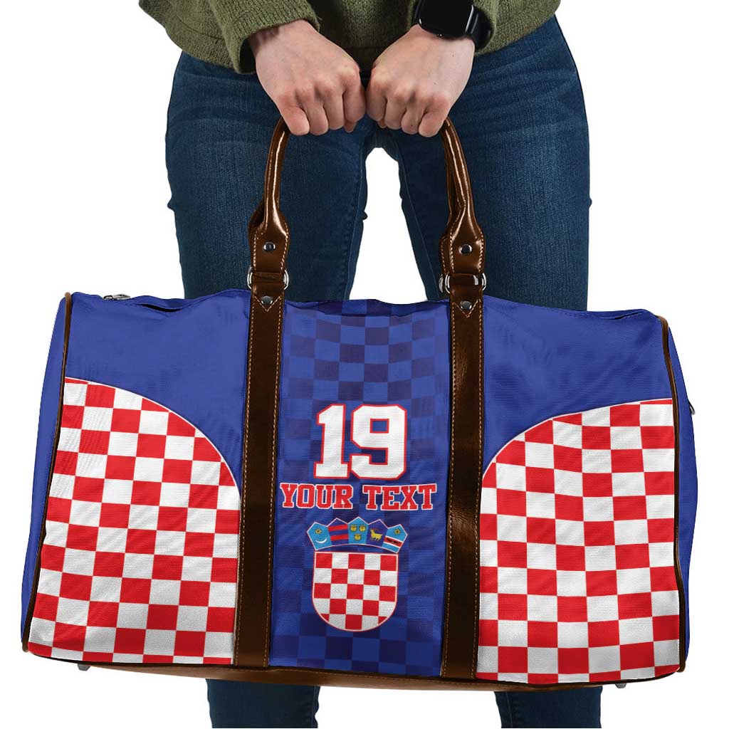 Custom Croatia National Heritage Travel Bag Blue Checkered Croatian Pride - Wonder Print Shop