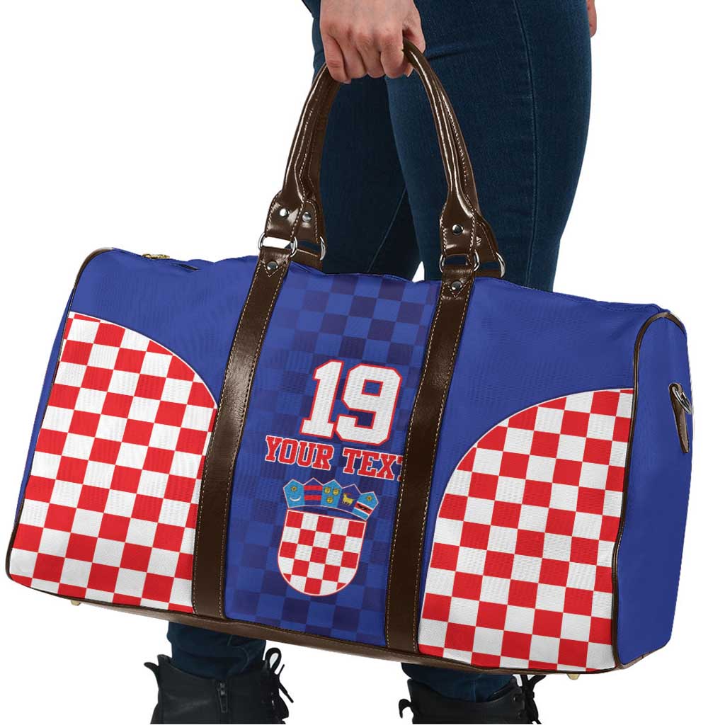 Custom Croatia National Heritage Travel Bag Blue Checkered Croatian Pride - Wonder Print Shop