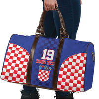 Custom Croatia National Heritage Travel Bag Blue Checkered Croatian Pride - Wonder Print Shop