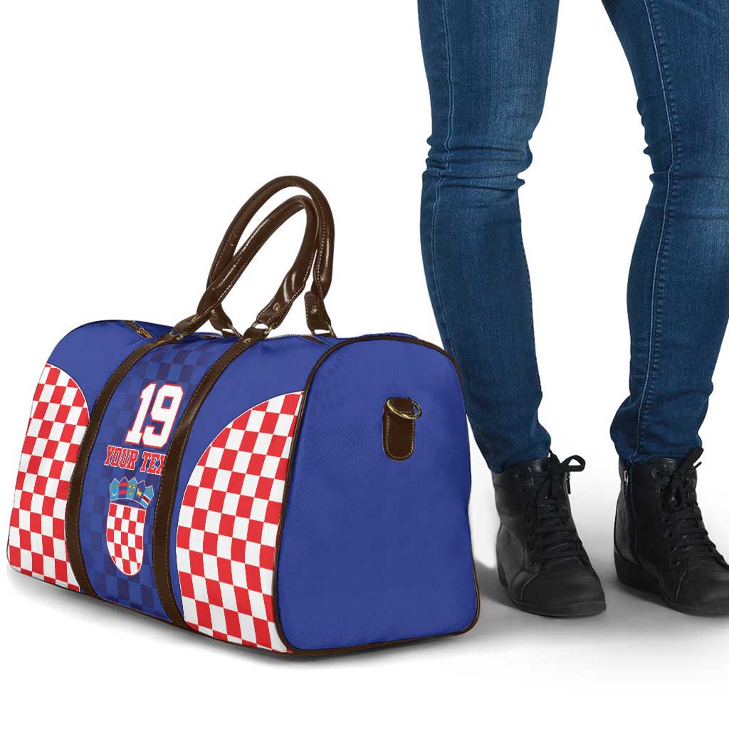 Custom Croatia National Heritage Travel Bag Blue Checkered Croatian Pride - Wonder Print Shop