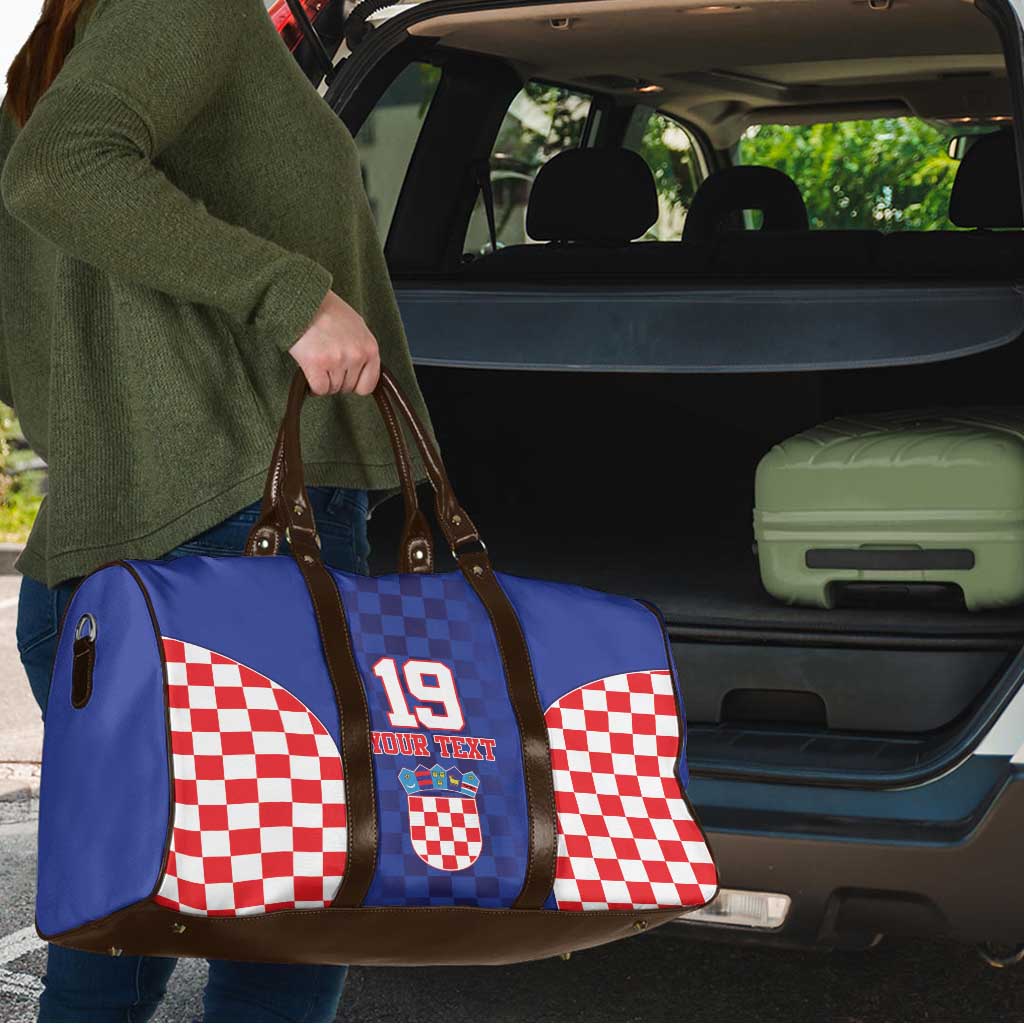 Custom Croatia National Heritage Travel Bag Blue Checkered Croatian Pride - Wonder Print Shop