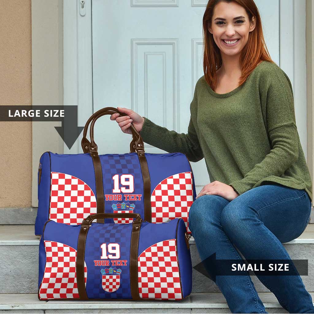 Custom Croatia National Heritage Travel Bag Blue Checkered Croatian Pride - Wonder Print Shop