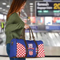 Custom Croatia National Heritage Travel Bag Blue Checkered Croatian Pride - Wonder Print Shop