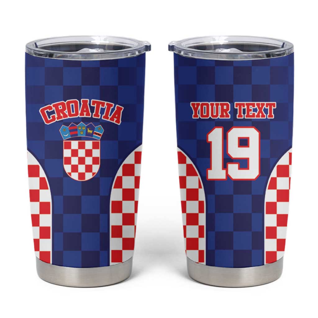 Custom Croatia National Heritage Tumbler Cup Blue Checkered Croatian Pride - Wonder Print Shop
