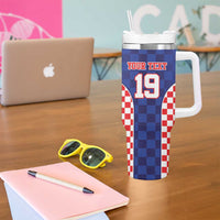 Custom Croatia National Heritage Tumbler With Handle Blue Checkered Croatian Pride - Wonder Print Shop