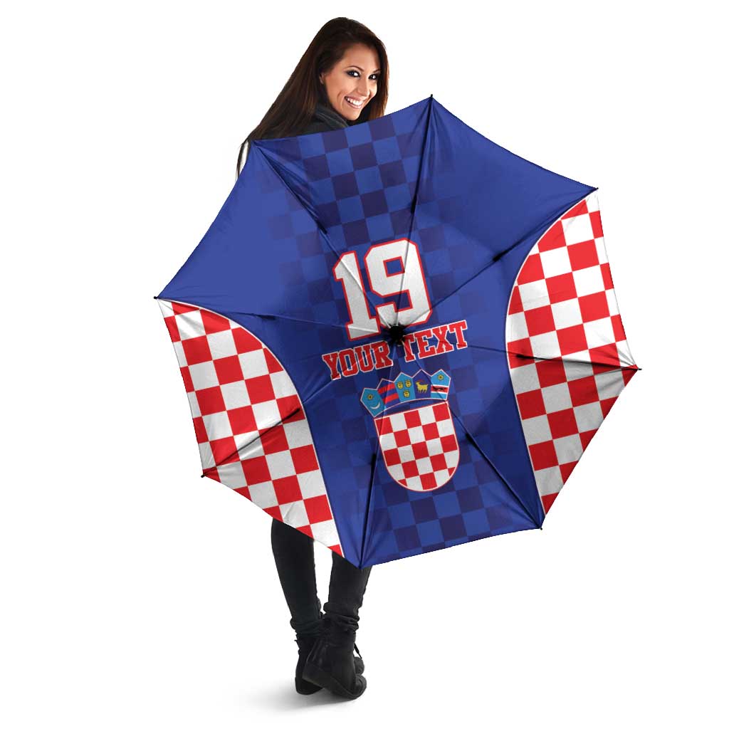 Custom Croatia National Heritage Umbrella Blue Checkered Croatian Pride - Wonder Print Shop