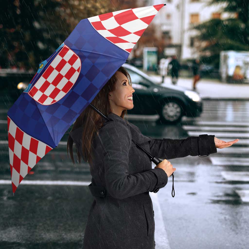 Custom Croatia National Heritage Umbrella Blue Checkered Croatian Pride - Wonder Print Shop