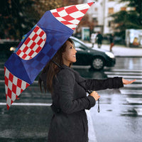 Custom Croatia National Heritage Umbrella Blue Checkered Croatian Pride - Wonder Print Shop