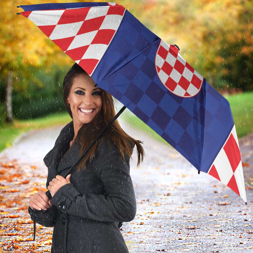 Custom Croatia National Heritage Umbrella Blue Checkered Croatian Pride - Wonder Print Shop