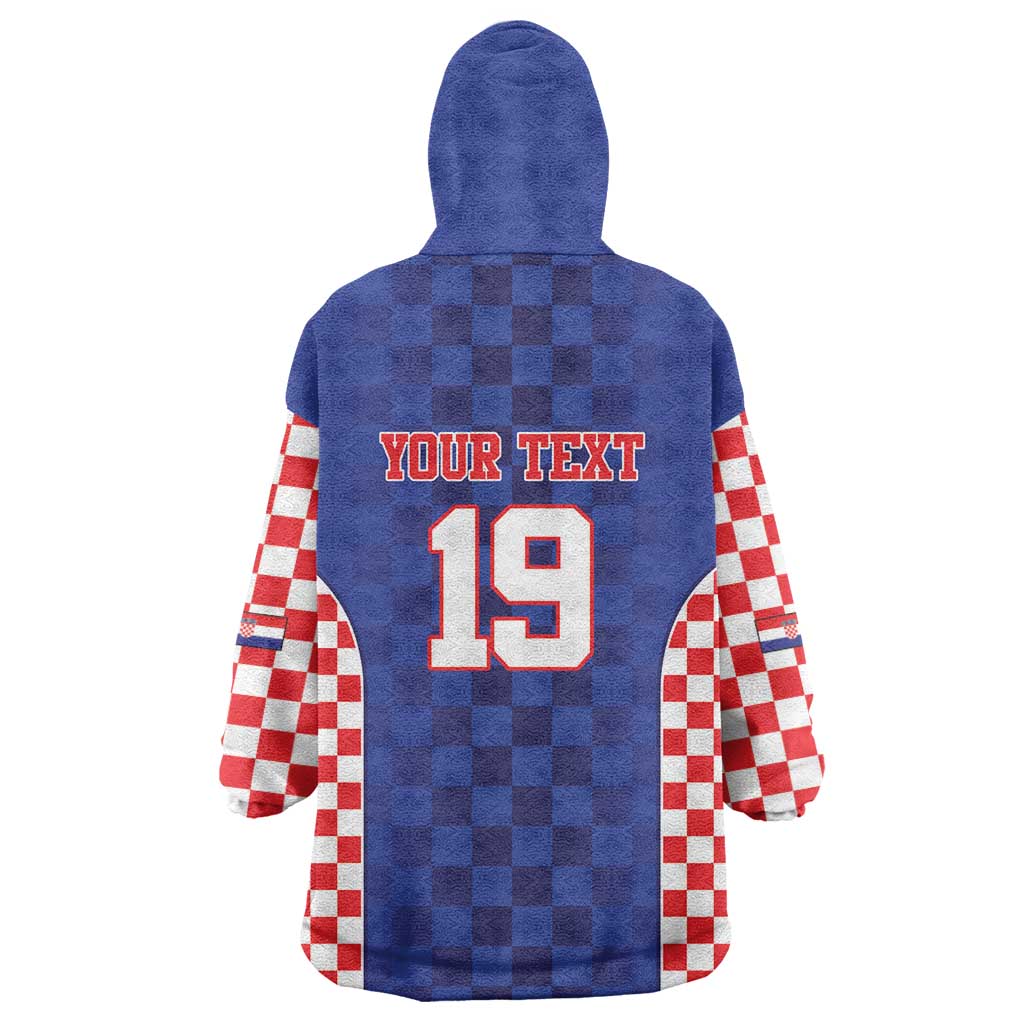 Custom Croatia National Heritage Wearable Blanket Hoodie Blue Checkered Croatian Pride - Wonder Print Shop