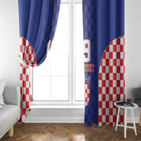Custom Croatia National Heritage Window Curtain Blue Checkered Croatian Pride - Wonder Print Shop
