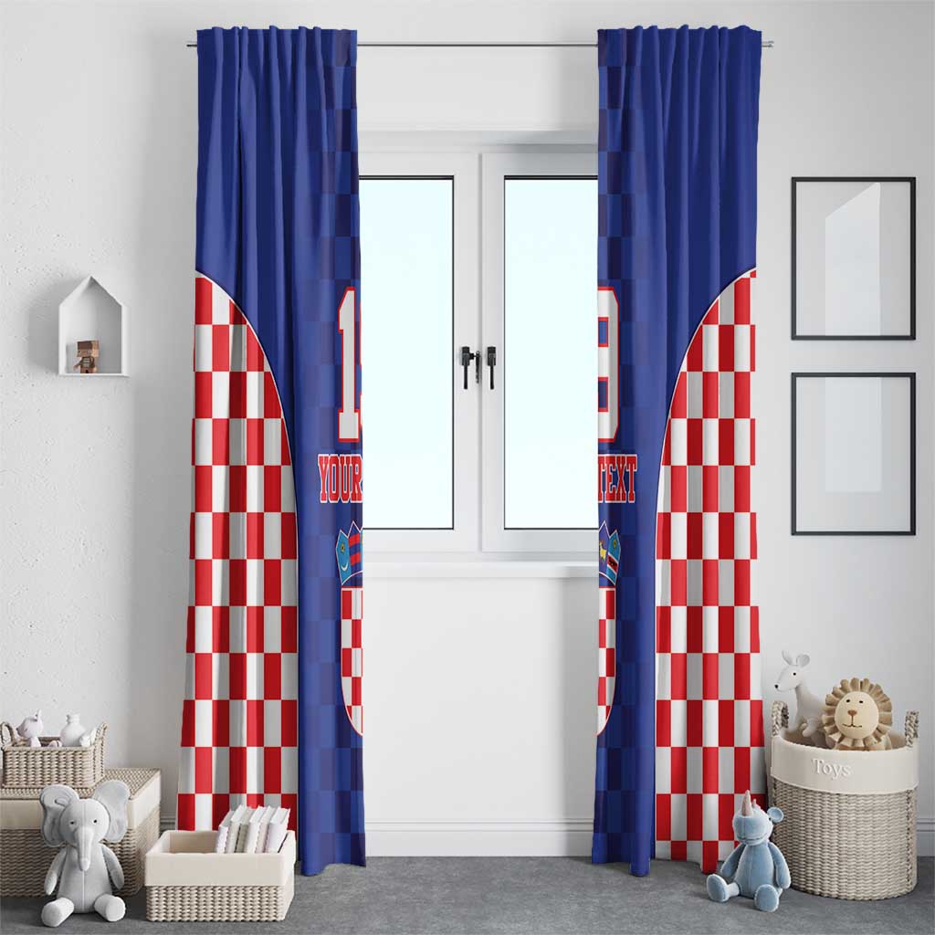 Custom Croatia National Heritage Window Curtain Blue Checkered Croatian Pride - Wonder Print Shop