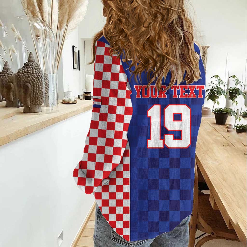 Custom Croatia National Heritage Women Casual Shirt Blue Checkered Croatian Pride - Wonder Print Shop