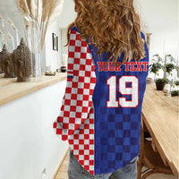 Custom Croatia National Heritage Women Casual Shirt Blue Checkered Croatian Pride - Wonder Print Shop
