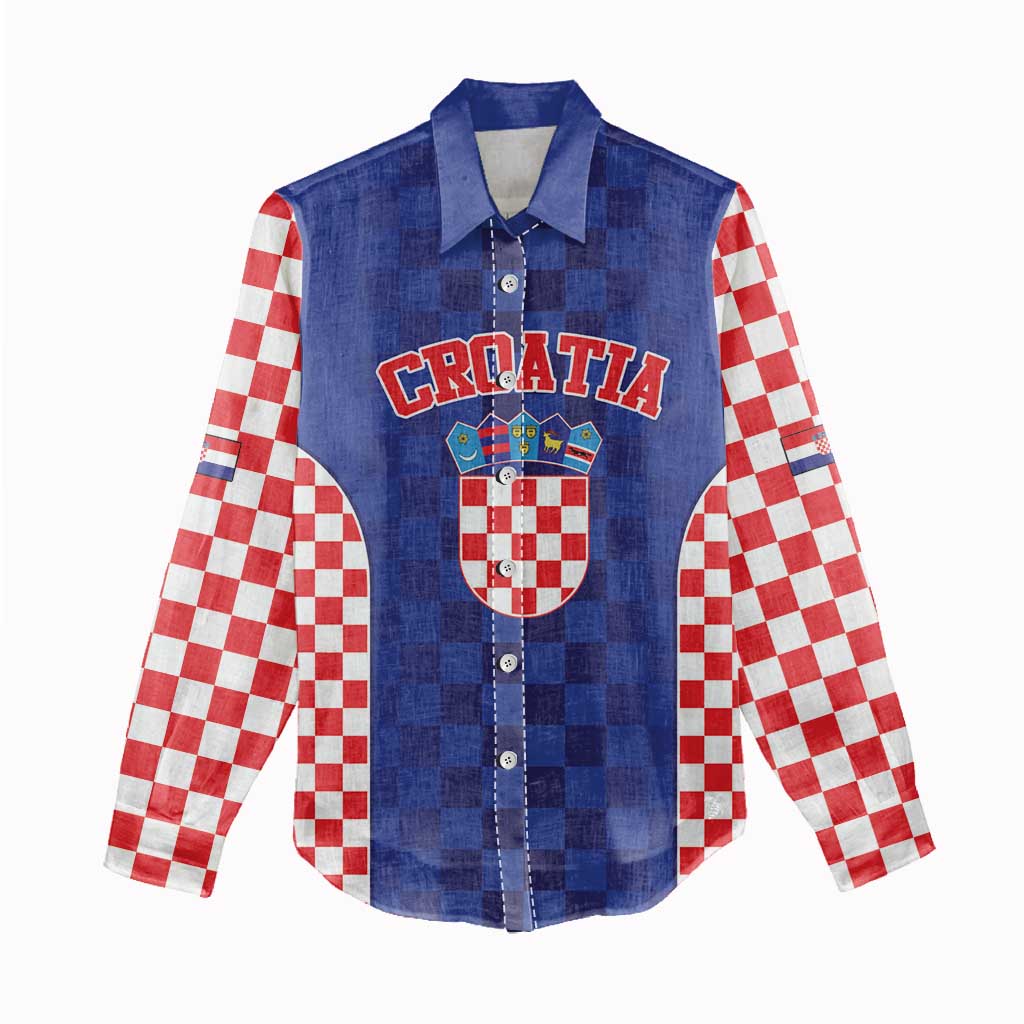 Custom Croatia National Heritage Women Casual Shirt Blue Checkered Croatian Pride - Wonder Print Shop