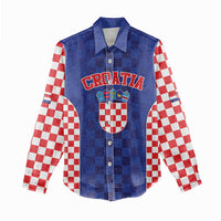 Custom Croatia National Heritage Women Casual Shirt Blue Checkered Croatian Pride - Wonder Print Shop