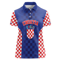 Custom Croatia National Heritage Women Polo Shirt Blue Checkered Croatian Pride - Wonder Print Shop