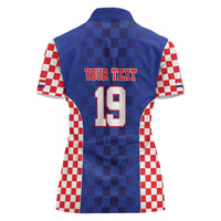 Custom Croatia National Heritage Women Polo Shirt Blue Checkered Croatian Pride - Wonder Print Shop