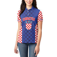 Custom Croatia National Heritage Women Polo Shirt Blue Checkered Croatian Pride - Wonder Print Shop