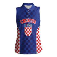 Custom Croatia National Heritage Women Sleeveless Polo Shirt Blue Checkered Croatian Pride - Wonder Print Shop