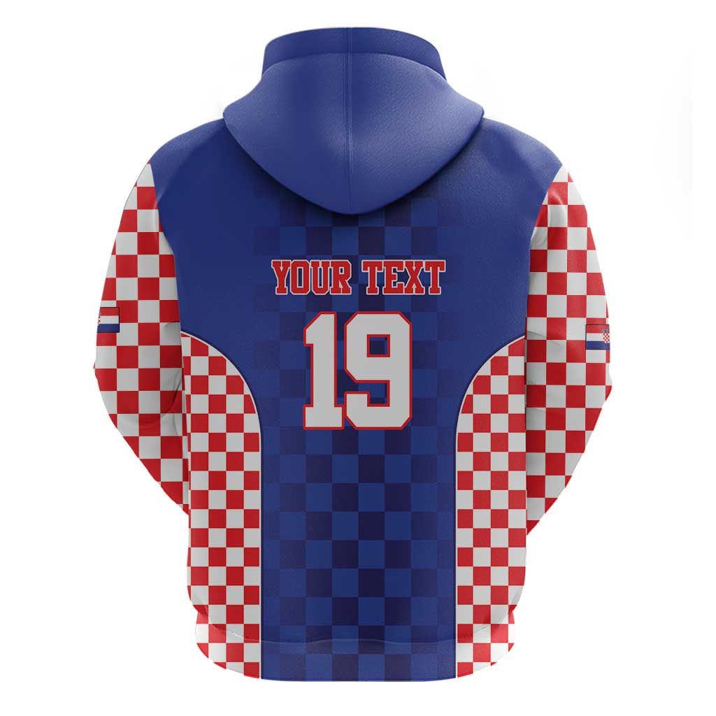 Custom Croatia National Heritage Zip Hoodie Blue Checkered Croatian Pride - Wonder Print Shop