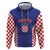 Custom Croatia National Heritage Zip Hoodie Blue Checkered Croatian Pride - Wonder Print Shop