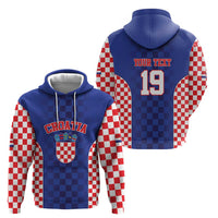 Custom Croatia National Heritage Zip Hoodie Blue Checkered Croatian Pride - Wonder Print Shop