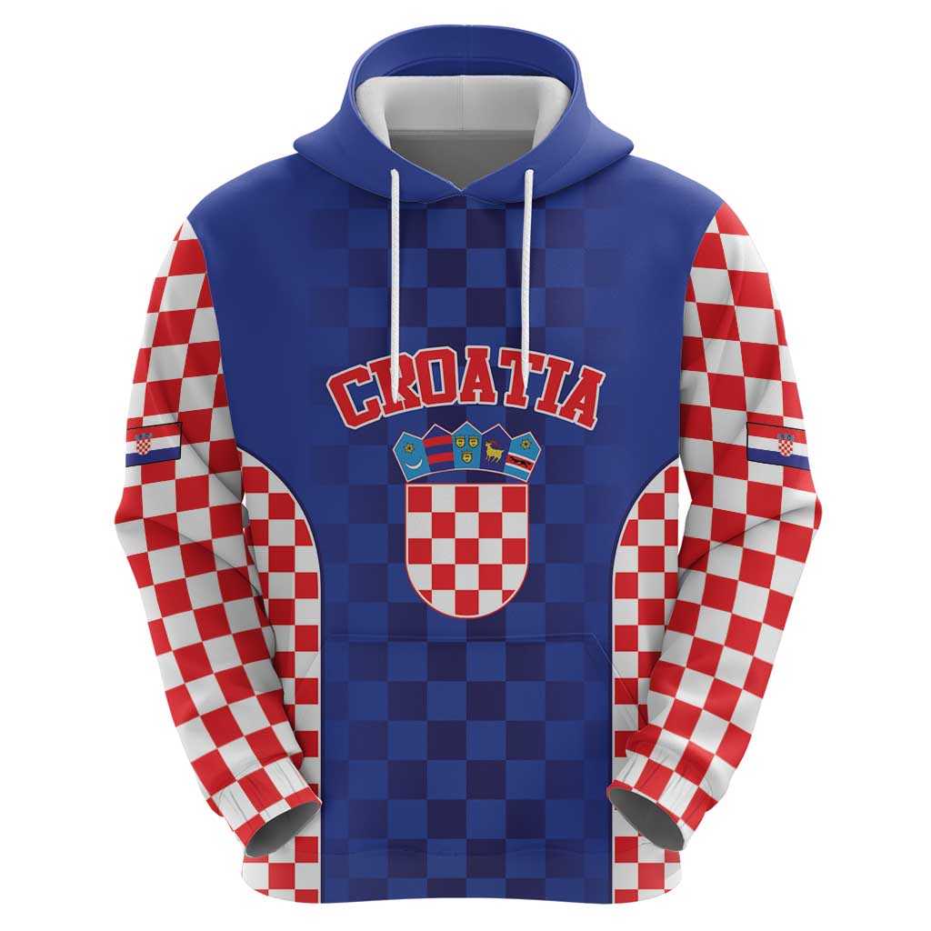Custom Croatia National Heritage Zip Hoodie Blue Checkered Croatian Pride - Wonder Print Shop
