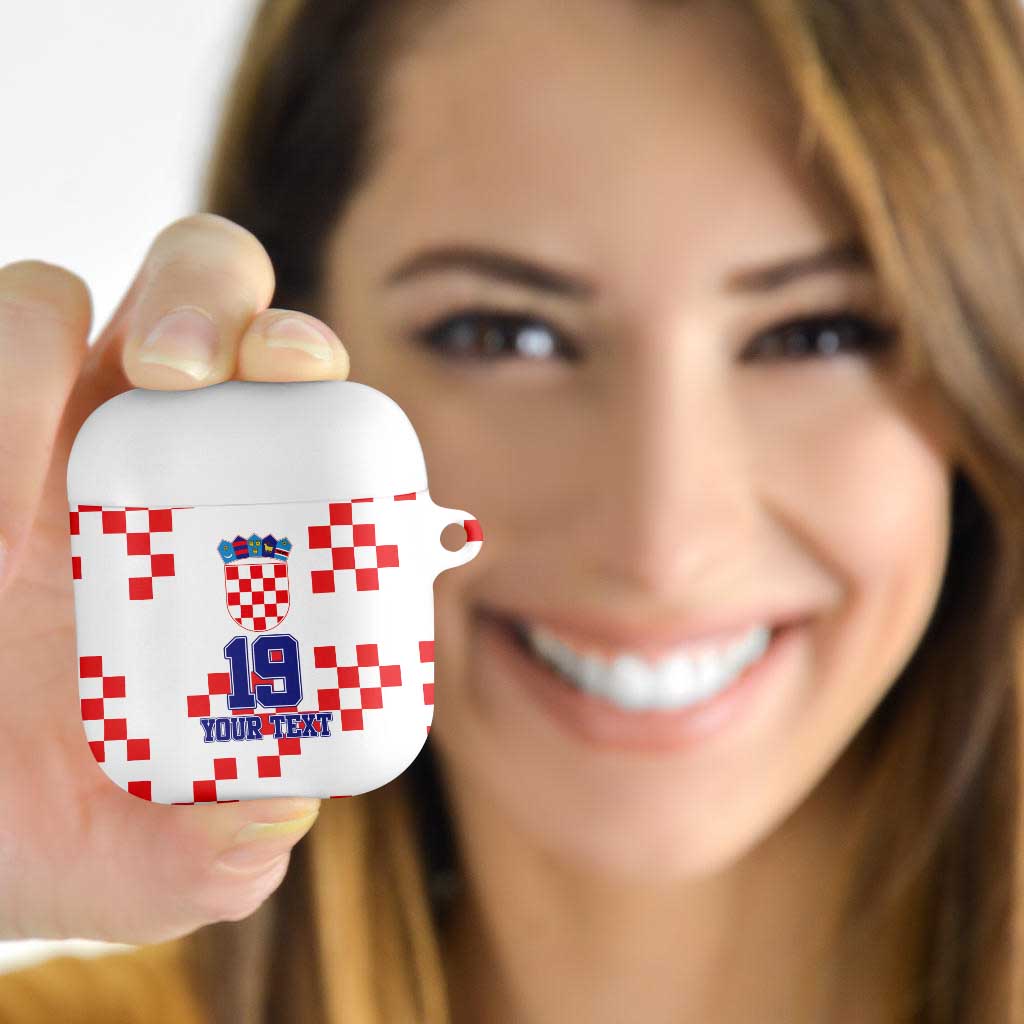 Custom Croatia National Heritage AirPods Case Red and White Checkerboard Design - Wonder Print Shop