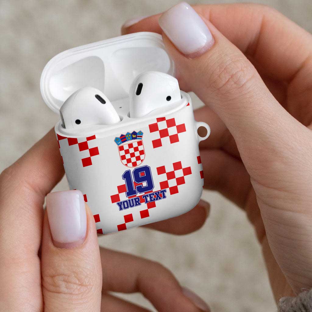 Custom Croatia National Heritage AirPods Case Red and White Checkerboard Design - Wonder Print Shop