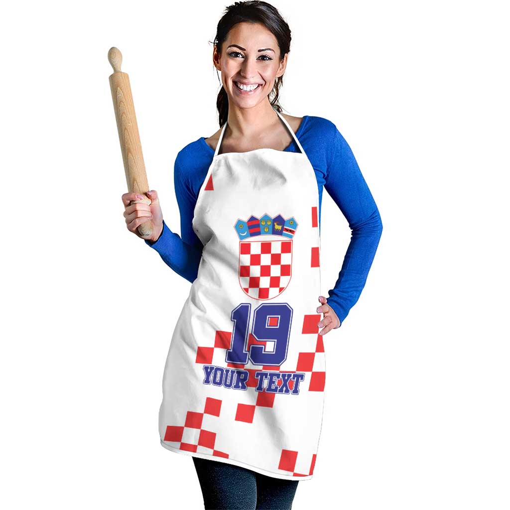 Custom Croatia National Heritage Apron Red and White Checkerboard Design - Wonder Print Shop